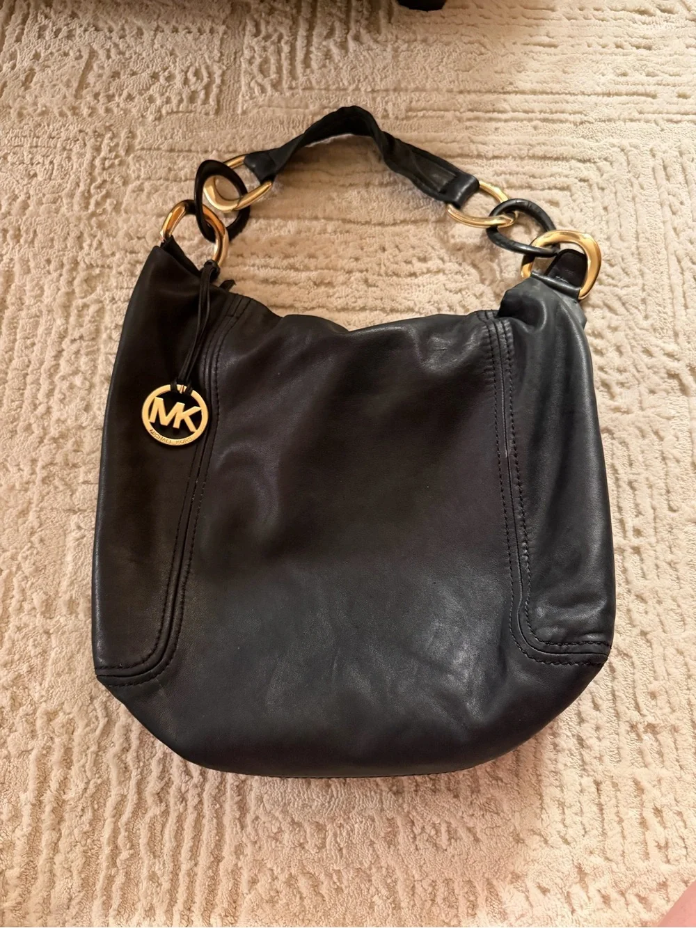 Michael Kors black slouchy hobo shoulder handbag